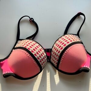 Crochet Pink and Black Women's bikini top